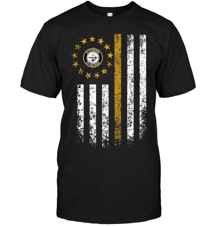 Nfl Pittsburgh Steelers American Flag Star Shirt Black Tank Top Size Up To 5xl