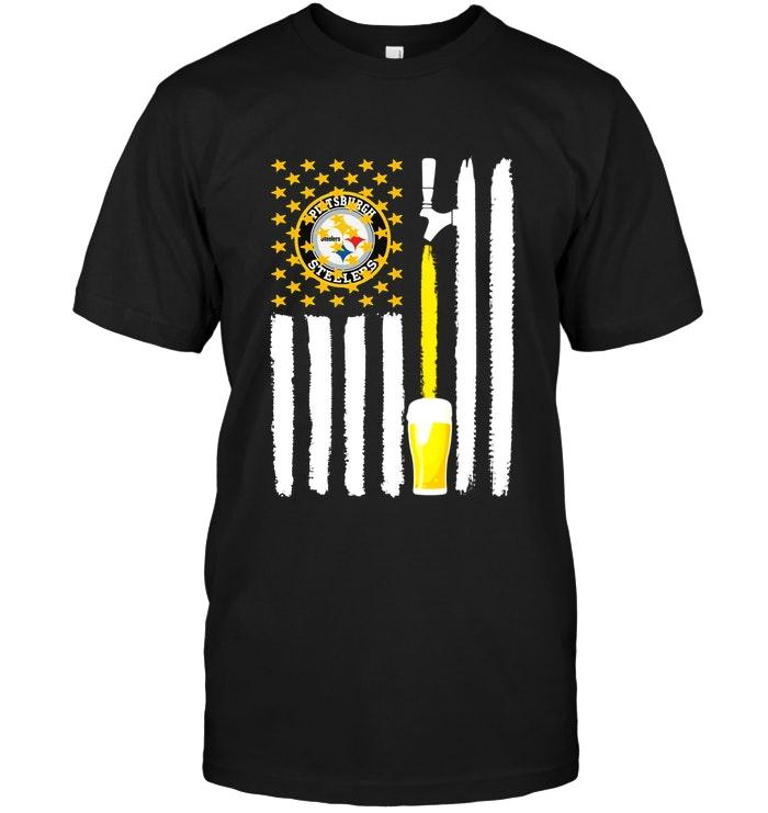 NFL Pittsburgh Steelers Beer American Flag Shirt Tshirt For Fan