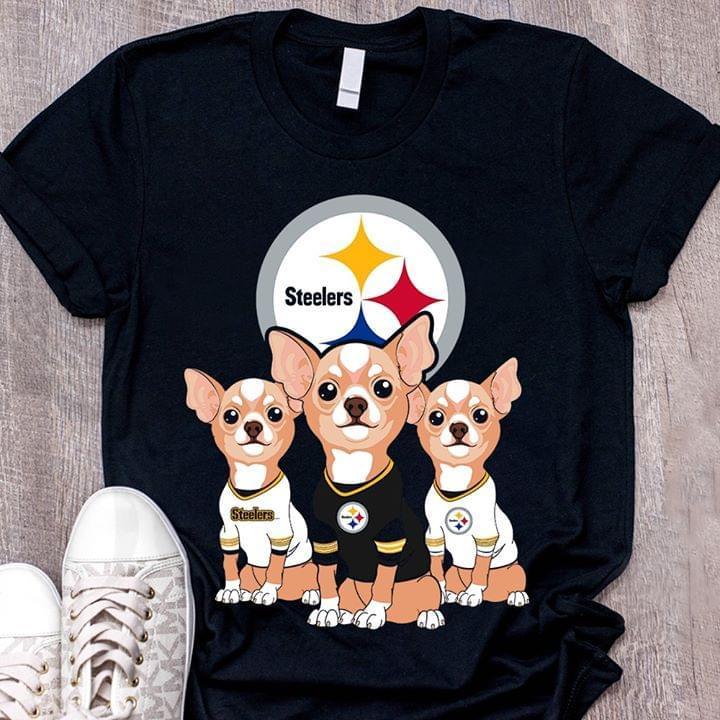 NFL Pittsburgh Steelers Chihuahuas Fan Shirt White Long Sleeve Shirt Size Up To 5xl