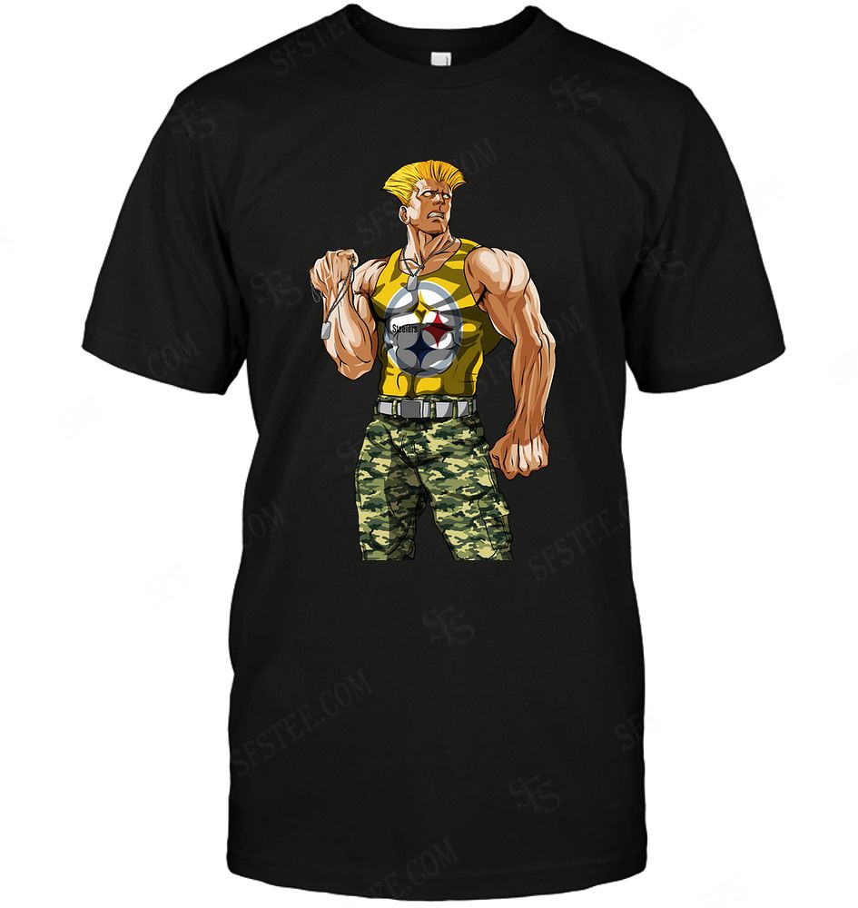 NFL Pittsburgh Steelers Guile Nintendo Street Fighter Shirt Size S-5xl