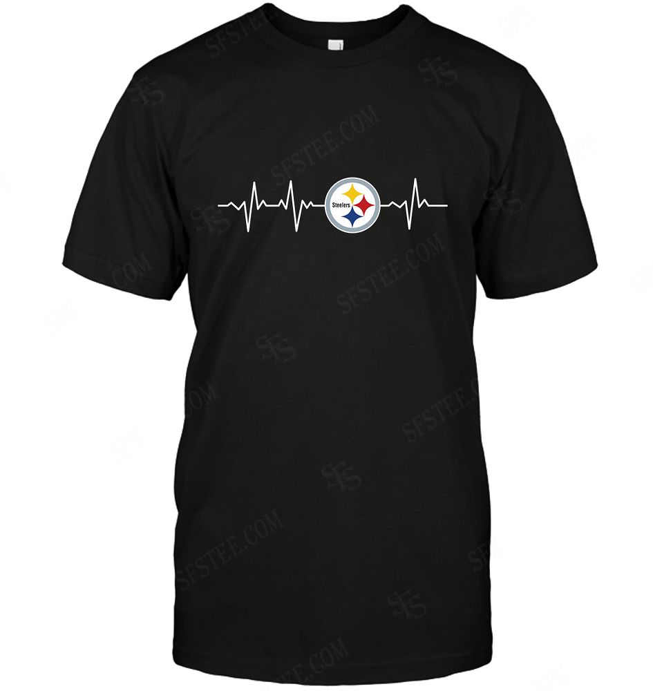 NFL Pittsburgh Steelers Heartbeat With Logo Hoodie Shirt Tshirt For Fan
