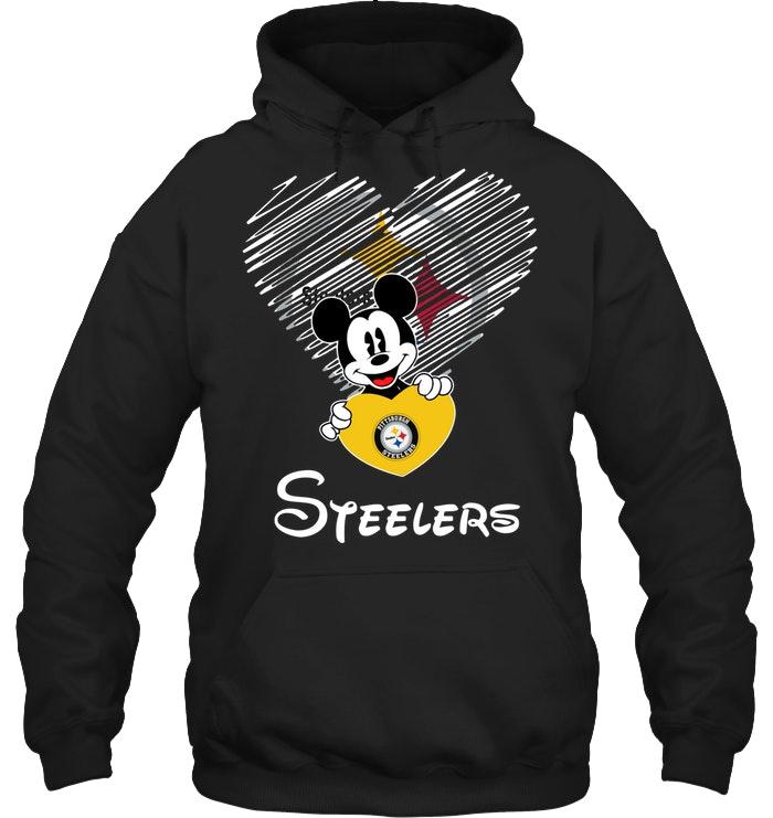 NFL Pittsburgh Steelers Mickey Loves Pittsburgh Steelers Fan Hoodie White Hoodie Shirt Tshirt For Fan
