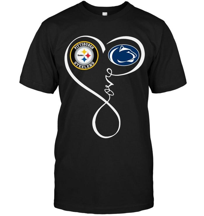 NFL Pittsburgh Steelers Penn State Nittany Lions Love Heart Shirt Black Shirt Size S-5xl