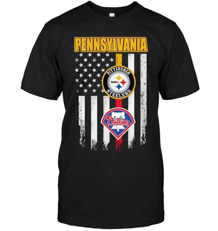 Nfl Pittsburgh Steelers Pennsylvania Pittsburgh Steelers Philadelphia Phillies American Flag Shirt Hoodie Size Up To 5xl