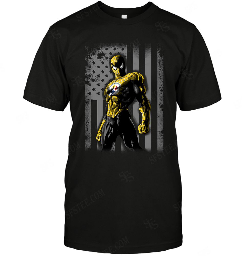 NFL Pittsburgh Steelers Spiderman Flag Dc Marvel Jersey Superhero Avenger Shirt Gift For Fan