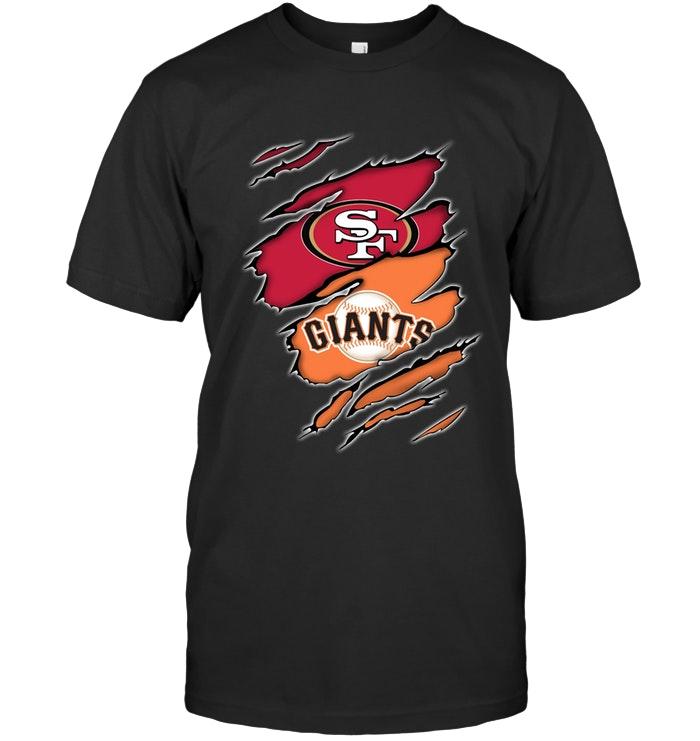 Nfl San Francisco 49ers And San Francisco Giants Layer Under Ripped Shirt White Tshirt Size Up To 5xl