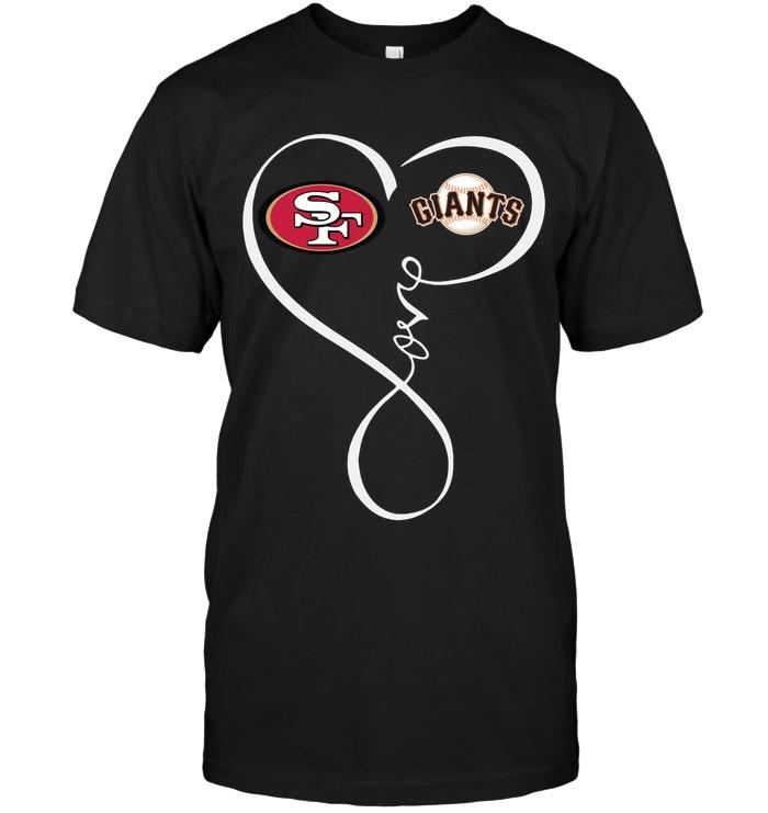 Nfl San Francisco 49ers San Francisco Giants Love Heart Shirt Black Plus Size Up To 5xl