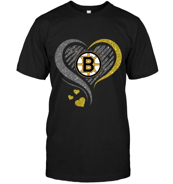 Nhl Boston Bruins Heart Glittering Shirt Tank Top Plus Size Up To 5xl
