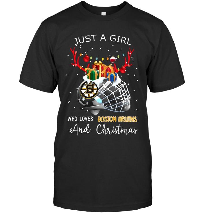 Nhl Boston Bruins Just A Girl Who Love Boston Bruins And Christmas Fan Shirt Shirt Size Up To 5xl