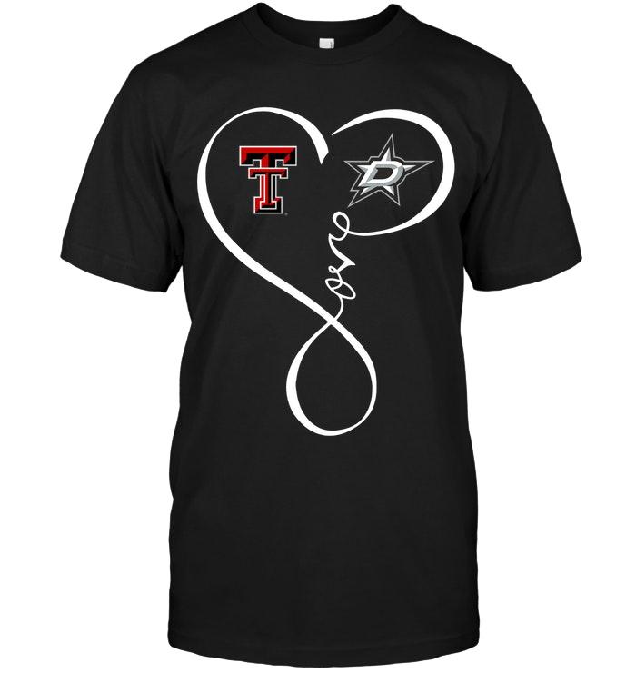 NHL Dallas Stars Texas Tech Red Raiders Dallas Stars Love Heart Shirt Tshirt For Fan