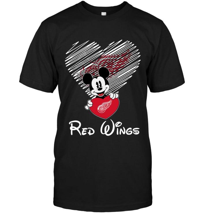 Nhl Detroit Red Wings Mickey Loves Detroit Red Wings Fan Shirt Long Sleeve Size Up To 5xl