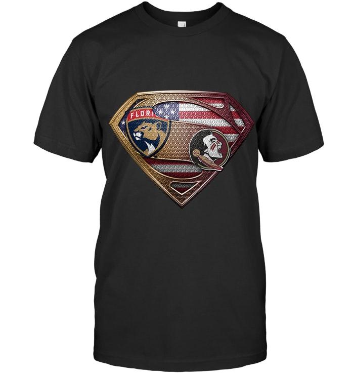 Nhl Florida Panthers And Florida State Seminoles Superman American Flag Layer Shirt Sweater Size Up To 5xl