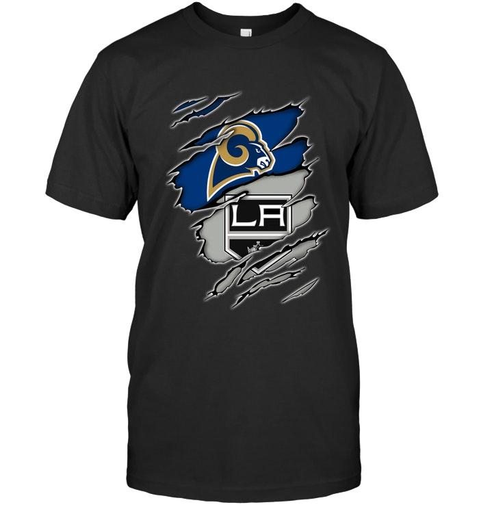 NHL Los Angeles Kings Los Angeles Rams And Los Angeles Kings Layer Under Ripped Shirt Long Sleeve Shirt Gift For Fan