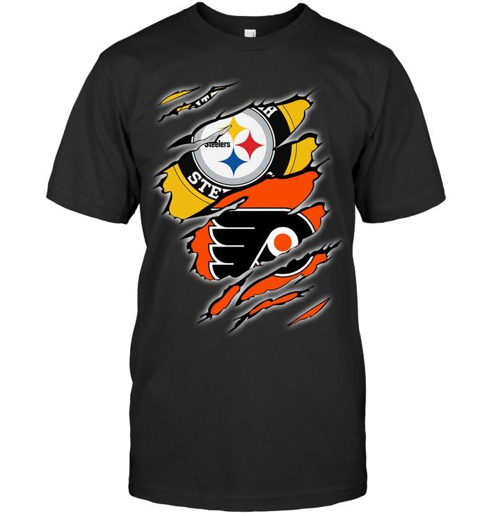 NHL Philadelphia Flyers Pittsburgh Steelers And Philadelphia Flyers Layer Under Ripped Shirt Gift For Fan
