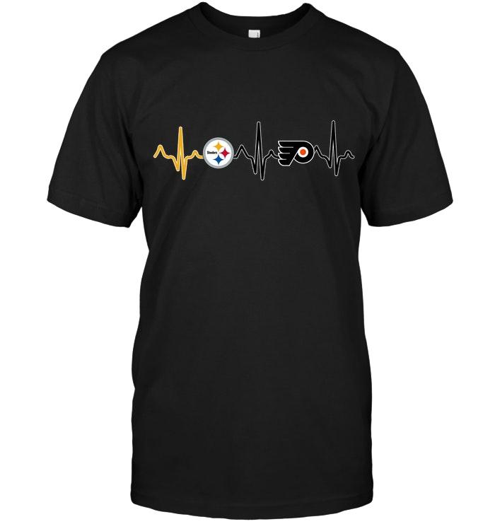NHL Philadelphia Flyers Pittsburgh Steelers Philadelphia Flyers Heartbeat Shirt Size S-5xl
