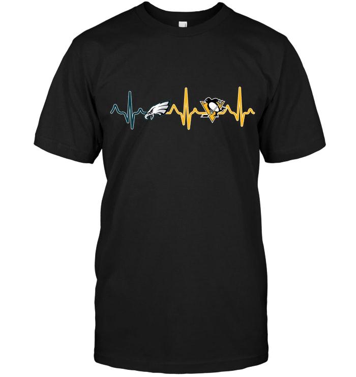 NHL Pittsburgh Penguins Philadelphia Eagles Pittsburgh Penguins Heartbeat Shirt Size Up To 5xl