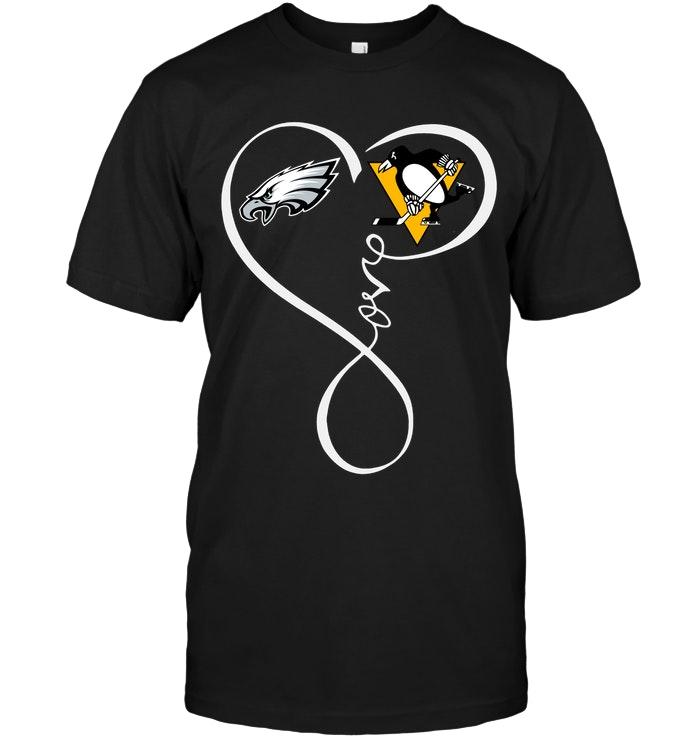 NHL Pittsburgh Penguins Philadelphia Eagles Pittsburgh Penguins Love Heart Shirt Gift For Fan