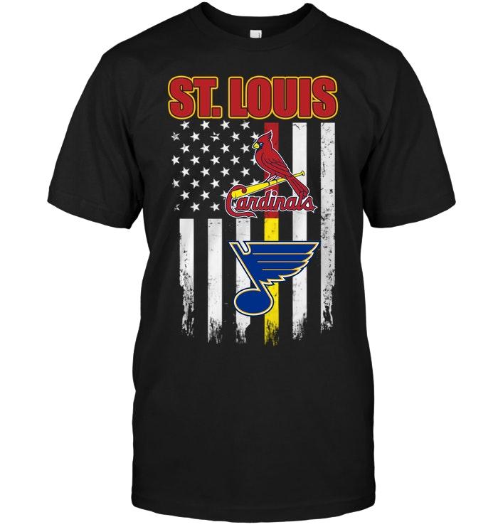 Nhl St Louis Blues St Louis St Louis Cardinals St Louis Blues American Flag Shirt Long Sleeve Size Up To 5xl