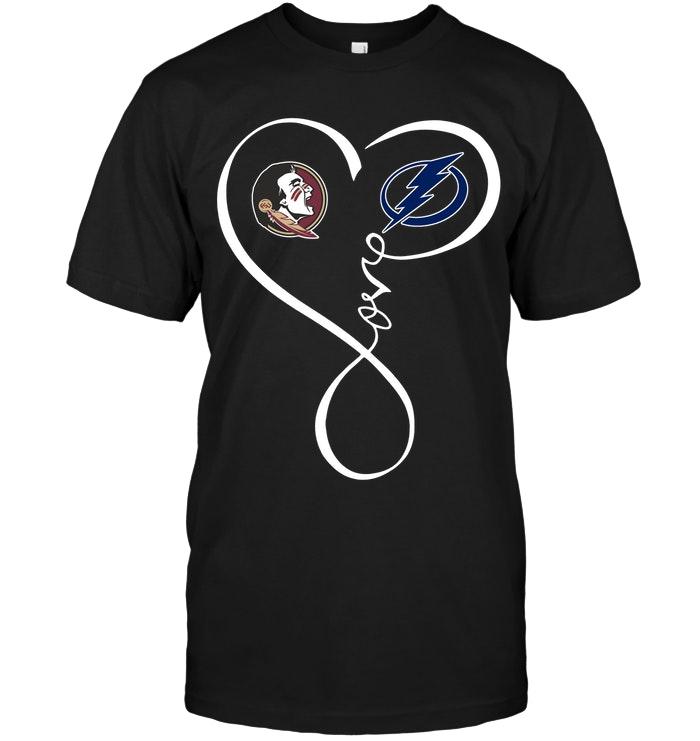 Nhl Tampa Bay Lightning Florida State Seminoles Tampa Bay Lightning Love Heart Shirt Tshirt Plus Size Up To 5xl