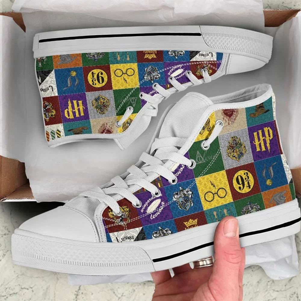 Harry Magical Wizard Potter Inspired License High Top Canvas Shoes Gift For Mom Gift For Dad Birthday Gift