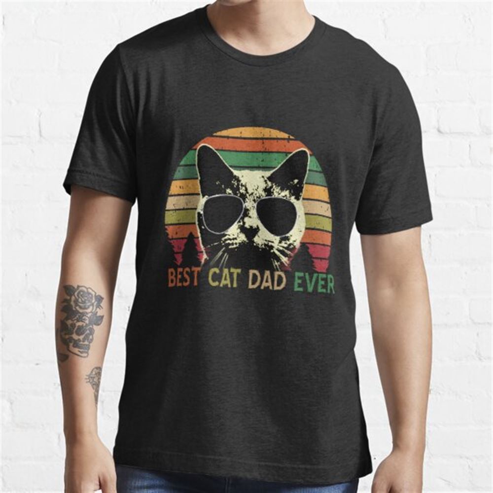 Best Cat Dad Ever – Vintage Retro Cat Father Gift Men T-shirt