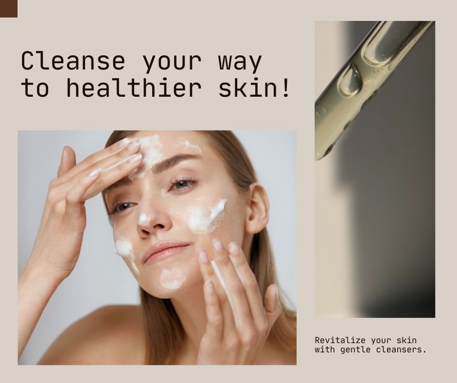 A photo of someone applying cleanser to their face.