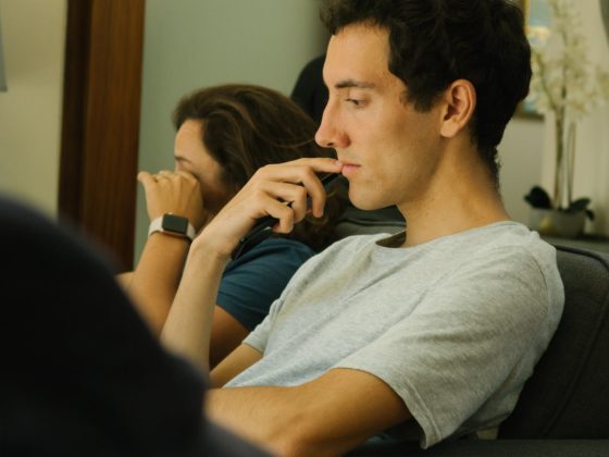man in crew neck shirt