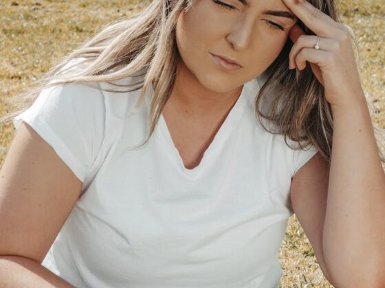 a woman having a migraine