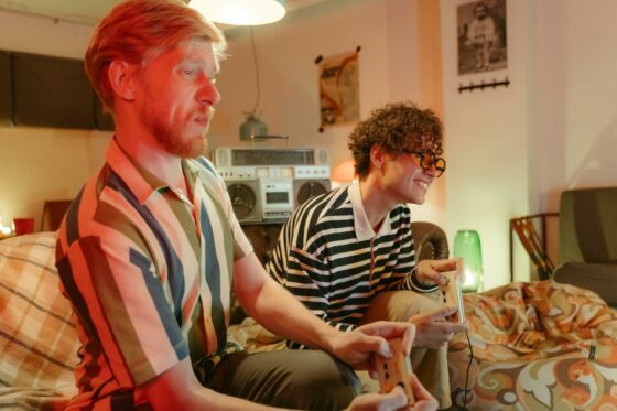 men playing videogame