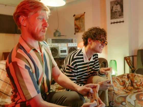 men playing videogame