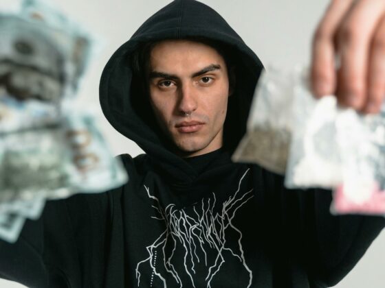 man wearing a black hoodie