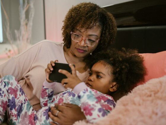 mother and her child bedtime