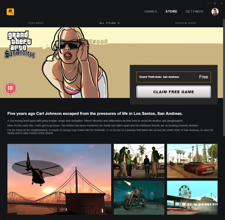 Claim GTA: San Andreas For Free By Installing Rockstar Games Launcher