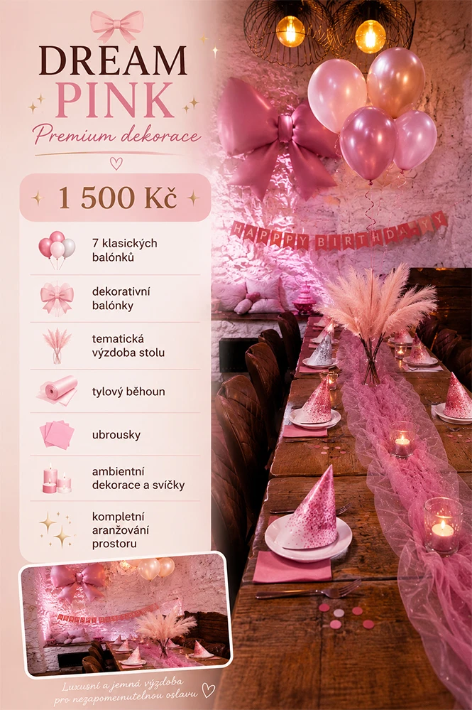 Dream Pink dekorace pro dětské oslavy - Questerland