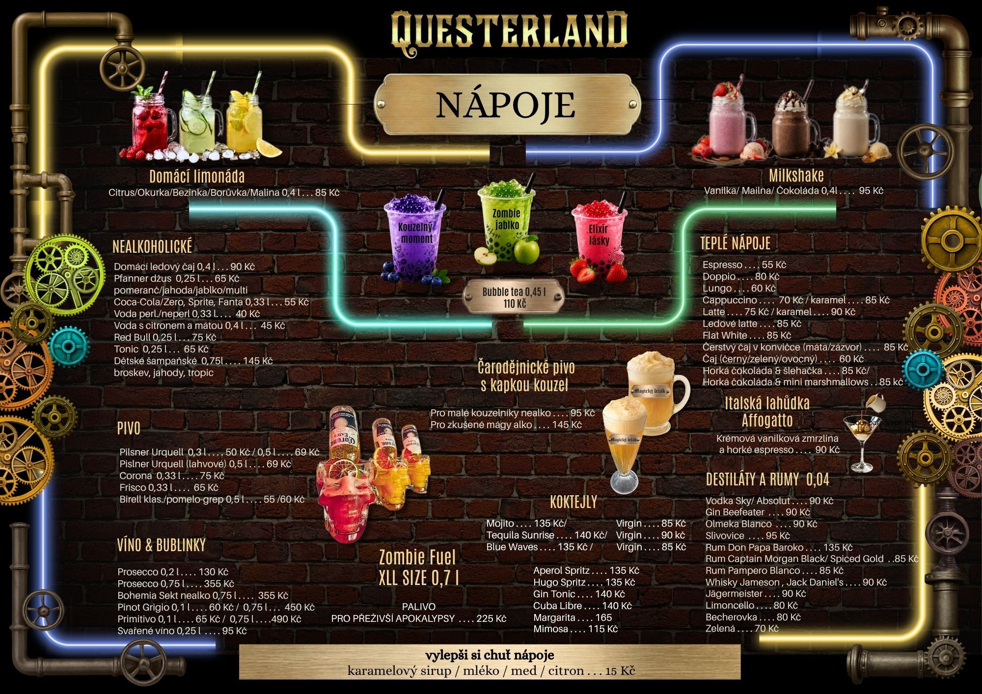 Nápoje – grafické menu